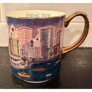 Anthropologie Christmas Time in the City Chicago Holiday 4"H Cup Mug NEW 2025